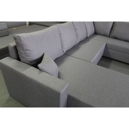 Sofá rinconero universal en forma de U tapizado y plegable SEYA gris