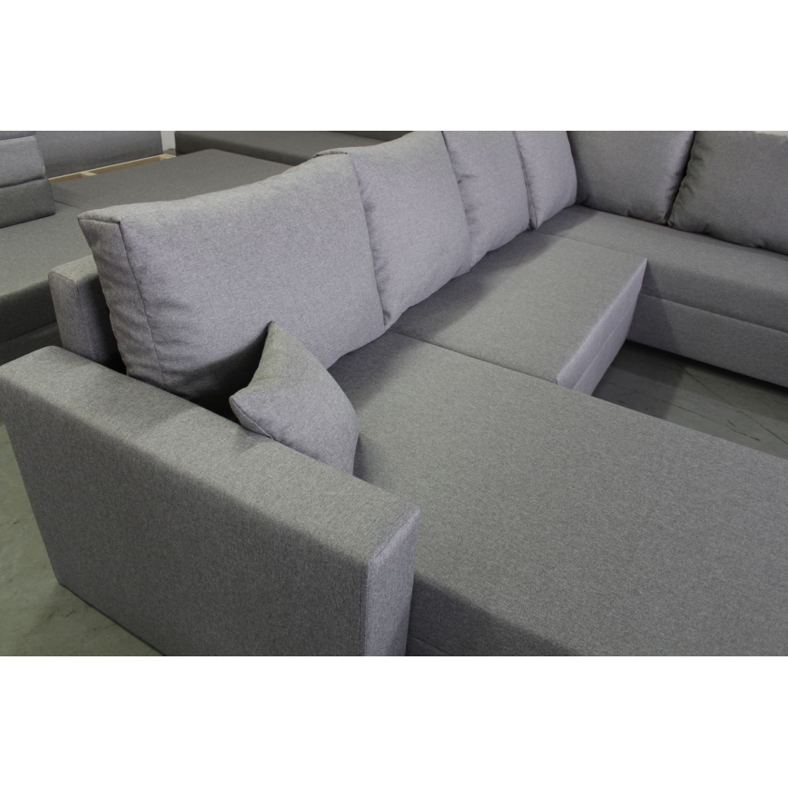 Sofá rinconero universal en forma de U tapizado y plegable SEYA gris