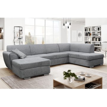 Sofá seccional en U convertible con espacio de almacenamiento SERPA, orientación derecha, gris