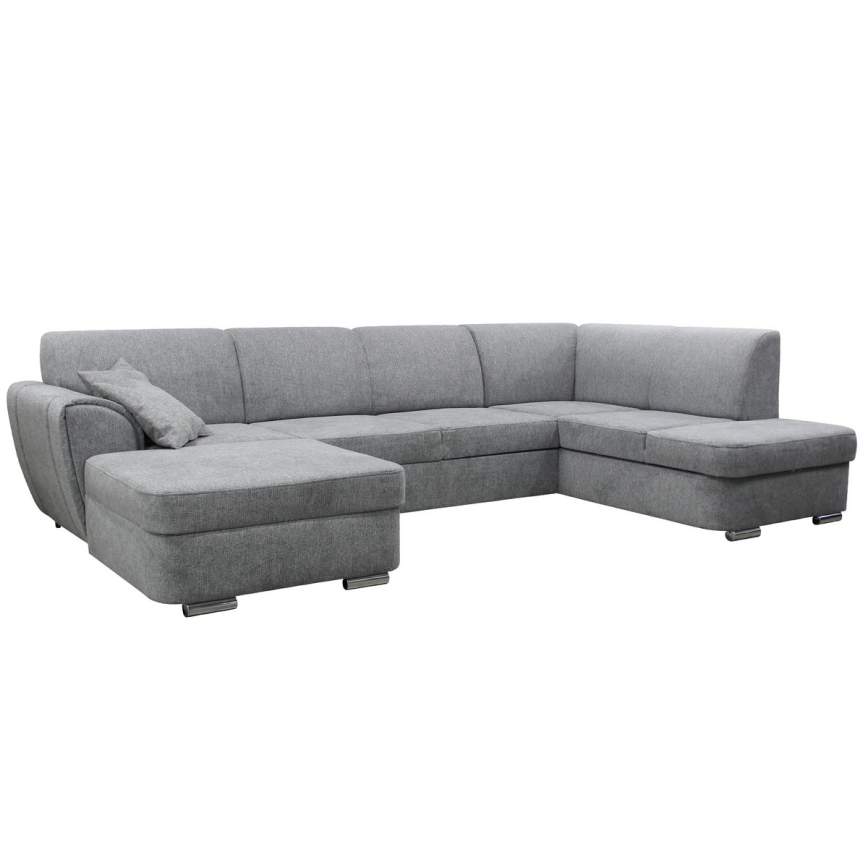Sofá seccional en U convertible con espacio de almacenamiento SERPA, orientación derecha, gris
