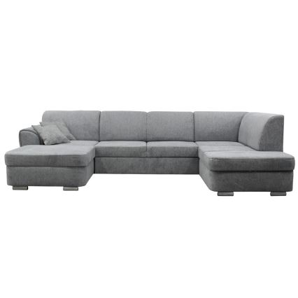 Sofá seccional en U convertible con espacio de almacenamiento SERPA, orientación derecha, gris