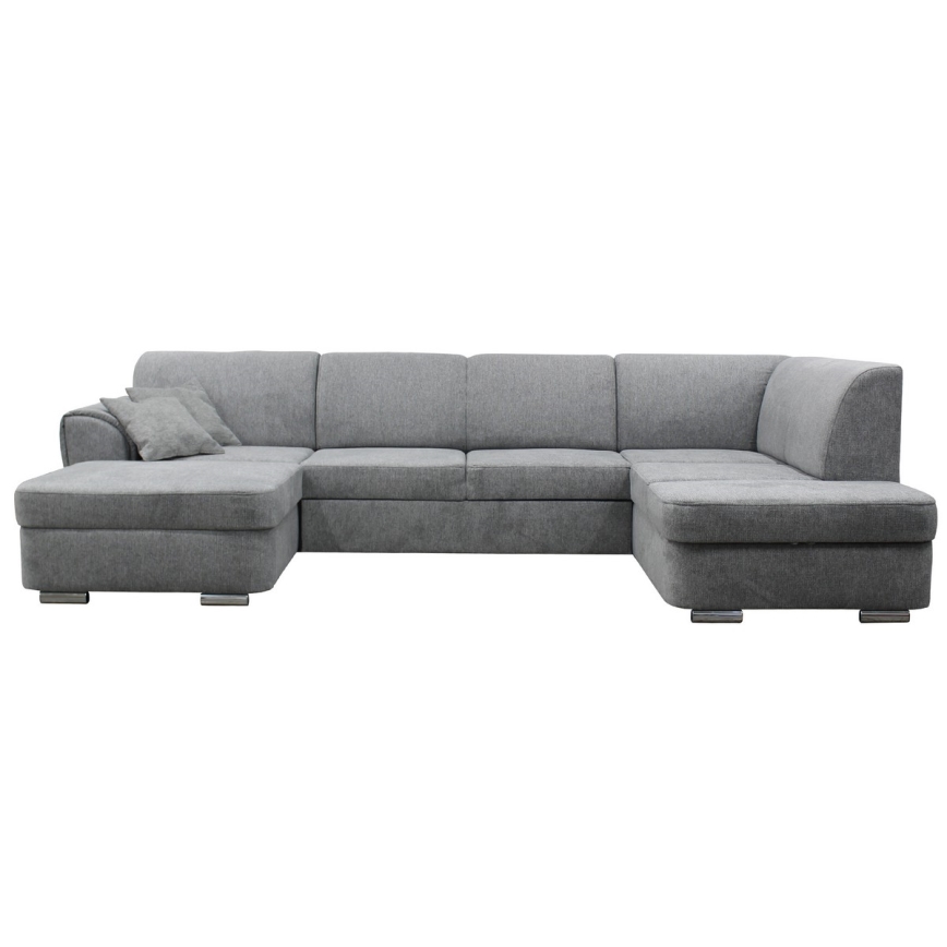 Sofá seccional en U convertible con espacio de almacenamiento SERPA, orientación derecha, gris