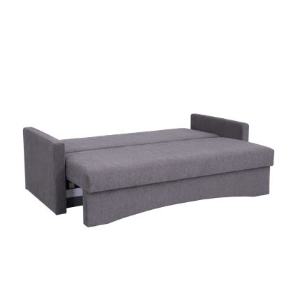 Sofá tapizado plegable de tres plazas con reposabrazos PAUL gris