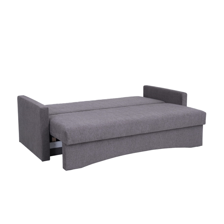 Sofá tapizado plegable de tres plazas con reposabrazos PAUL gris