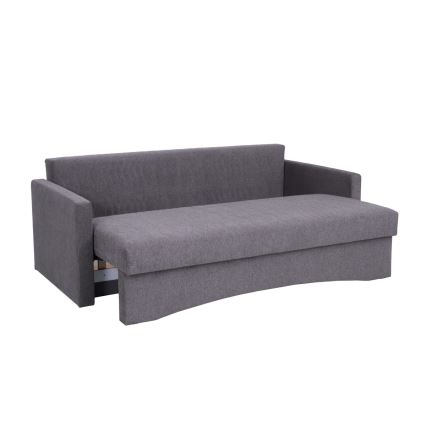Sofá tapizado plegable de tres plazas con reposabrazos PAUL gris