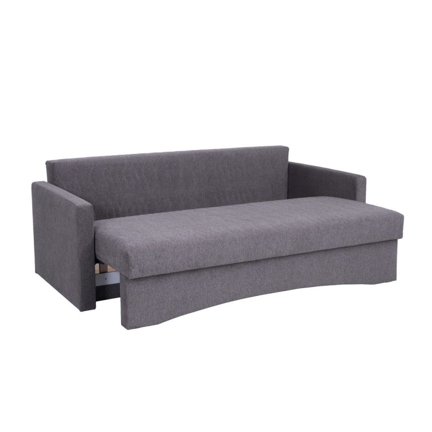 Sofá tapizado plegable de tres plazas con reposabrazos PAUL gris