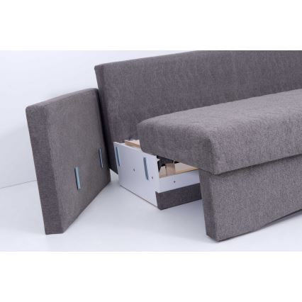 Sofá tapizado plegable de tres plazas con reposabrazos PAUL gris