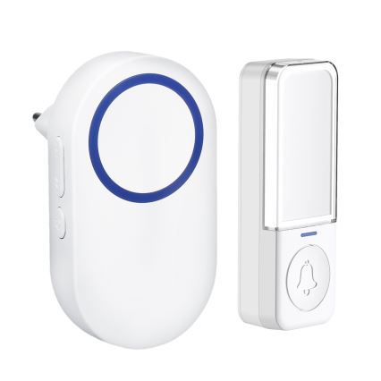 Timbre inalámbrico con enchufe integrado 230V IP56 blanco