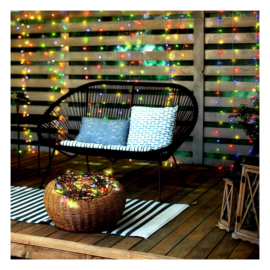 Cadena LED navideña exterior 100xLED/8 funciones IP44 13m multicolor