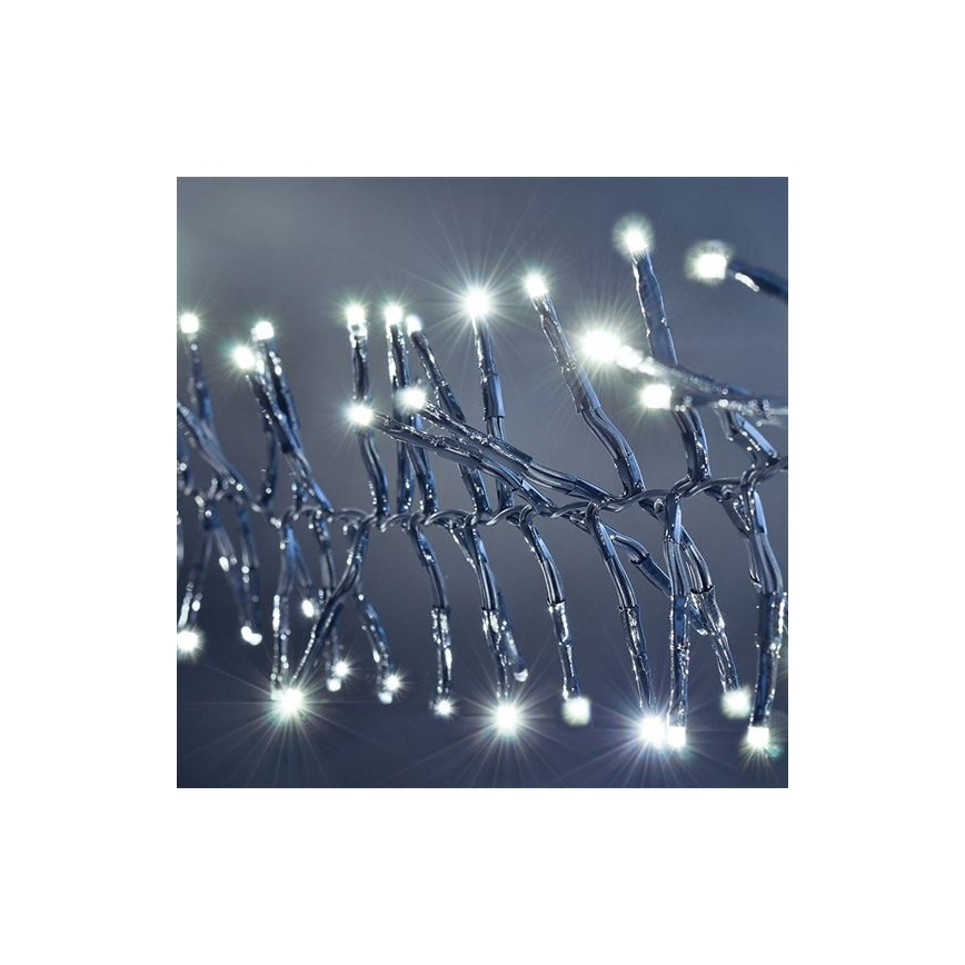 Cadena LED para exterior 576 LEDs/8 funciones 8 m IP44 blanco frío + mando a distancia