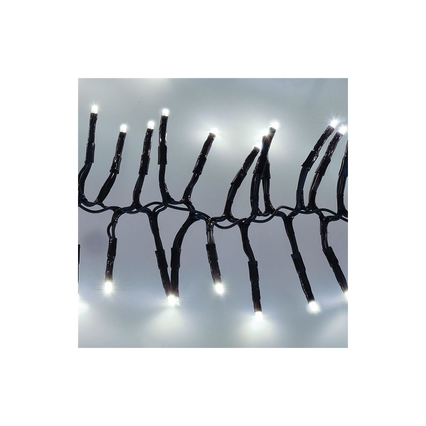 Cadena LED para exterior 576 LEDs/8 funciones 8 m IP44 blanco frío + mando a distancia