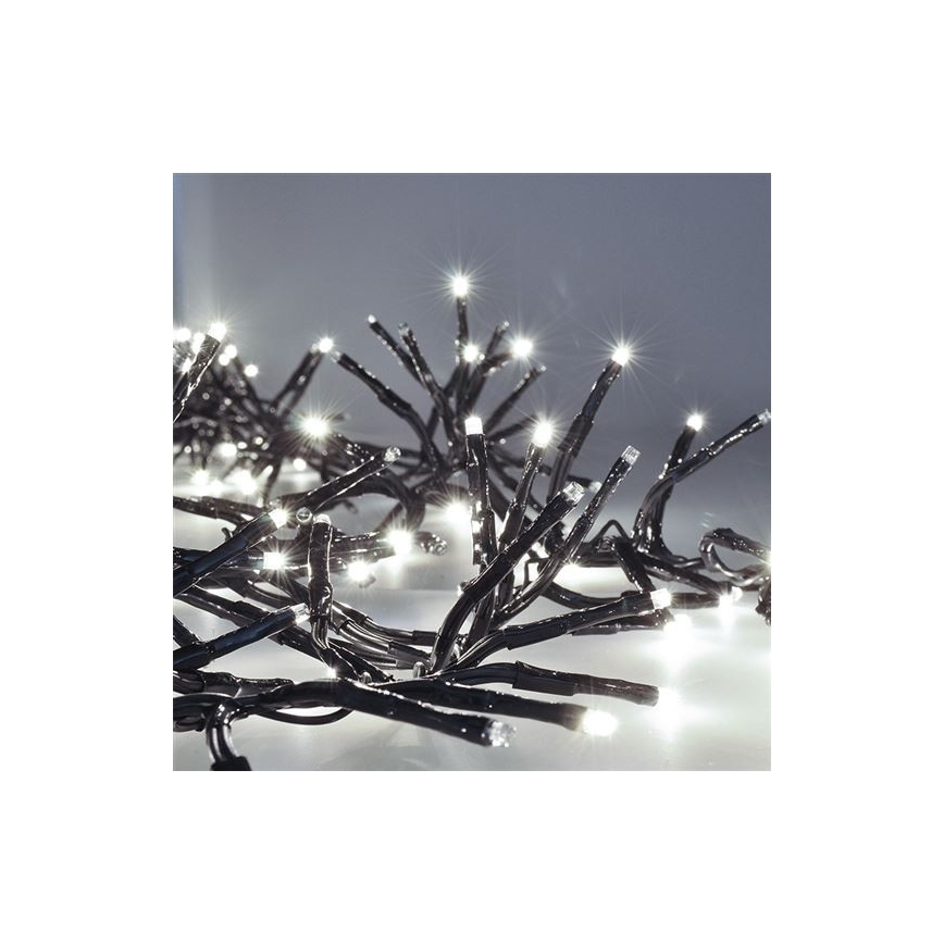 Cadena LED para exterior 576 LEDs/8 funciones 8 m IP44 blanco frío + mando a distancia