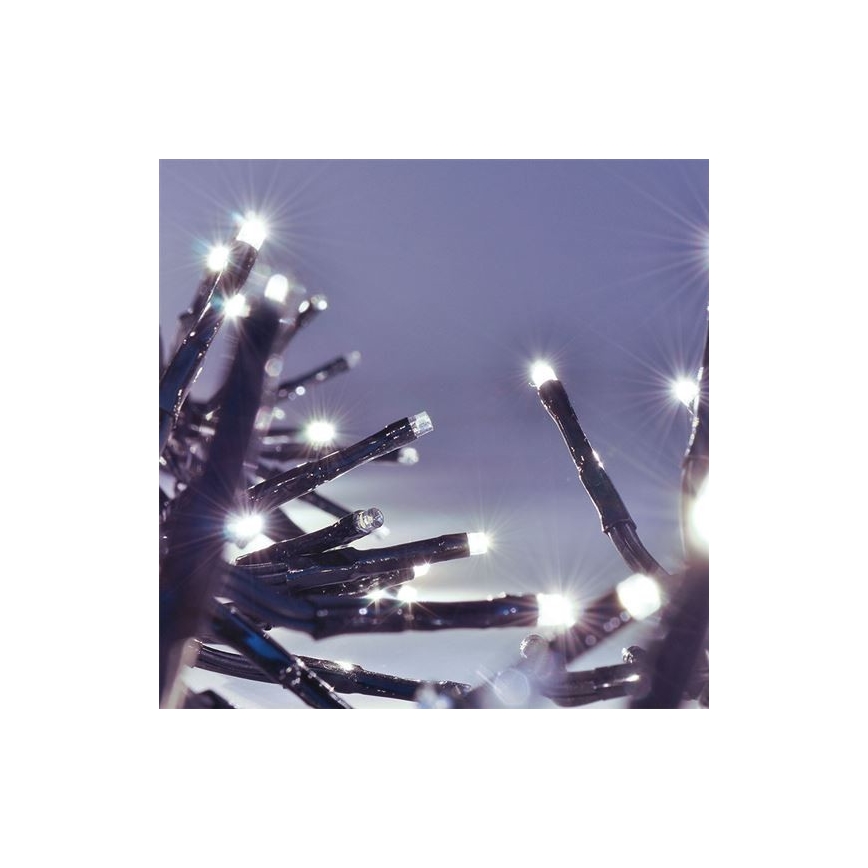 Cadena LED para exterior 576 LEDs/8 funciones 8 m IP44 blanco frío + mando a distancia