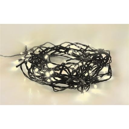 Cadena luminosa LED para exterior, 50 LEDs, 8 funciones, 8 m, IP44, blanco cálido