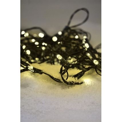 Cadena luminosa LED para exterior, 50 LEDs, 8 funciones, 8 m, IP44, blanco cálido