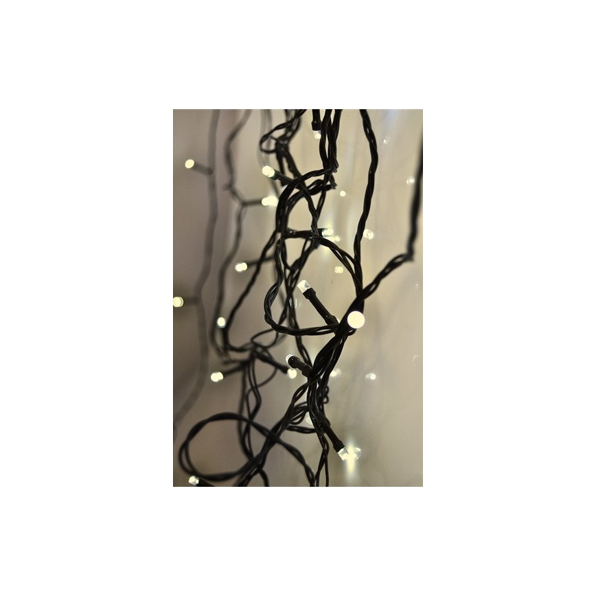 Cadena luminosa LED para exterior, 50 LEDs, 8 funciones, 8 m, IP44, blanco cálido