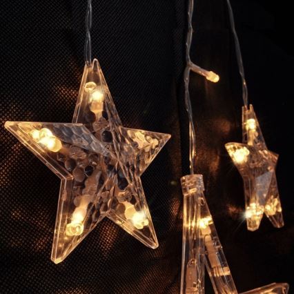 LED Cadena de navidad estrellas 77xLED/3xAA