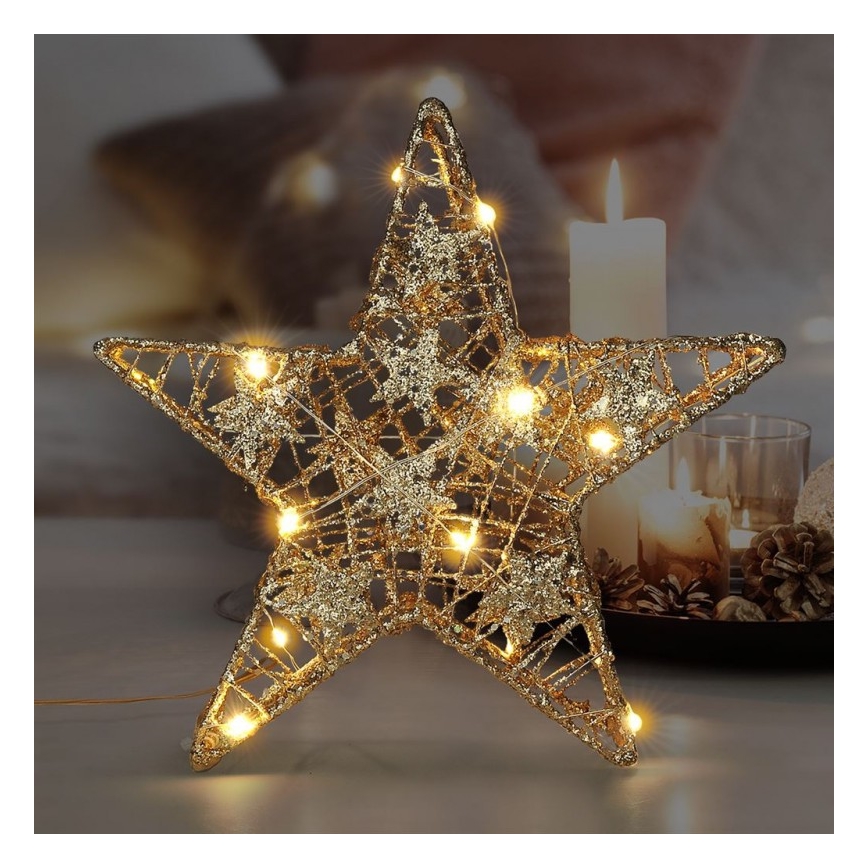 Decoración navideña LED 14xLED/2xAA estrella