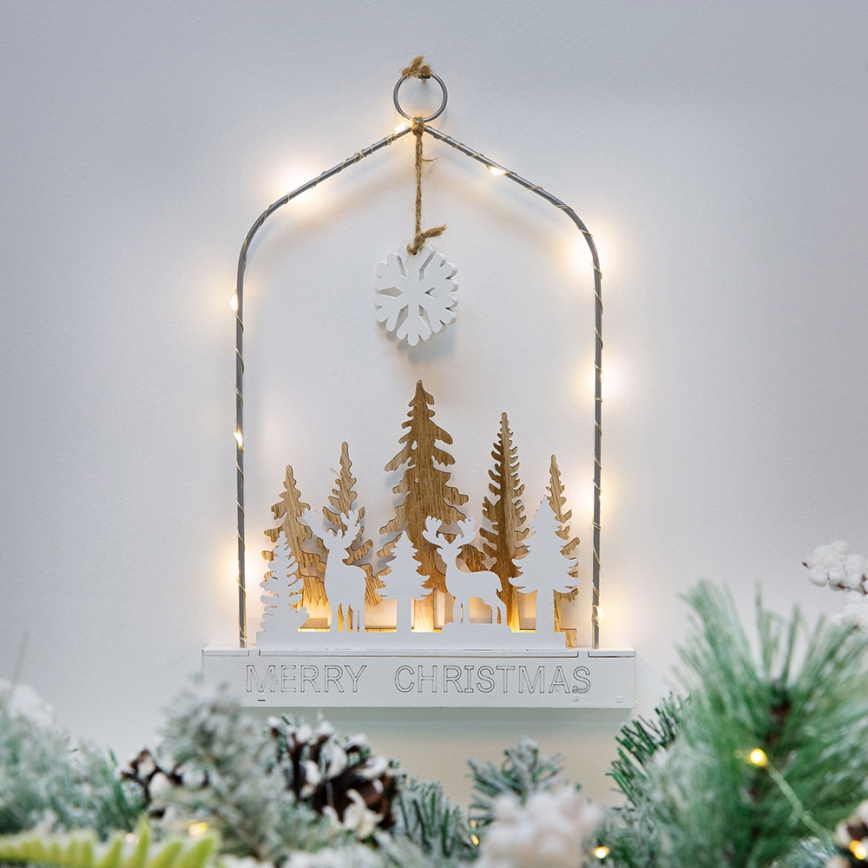 Decoración de Navidad LED LED/2xAA bosque con ciervos