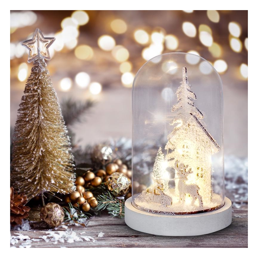 Decoración navideña LED LED/2xAAA paisaje nevado con una casa