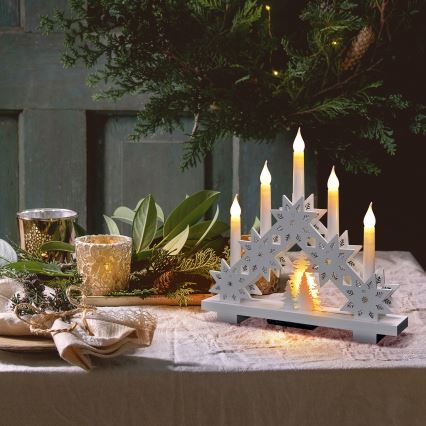 Candelabro LED de Navidad 5xLED/2xAA blanco cálido