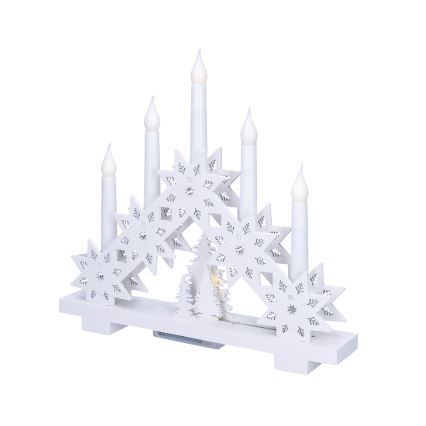 Candelabro LED de Navidad 5xLED/2xAA blanco cálido