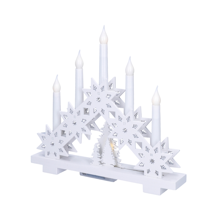 Candelabro LED de Navidad 5xLED/2xAA blanco cálido