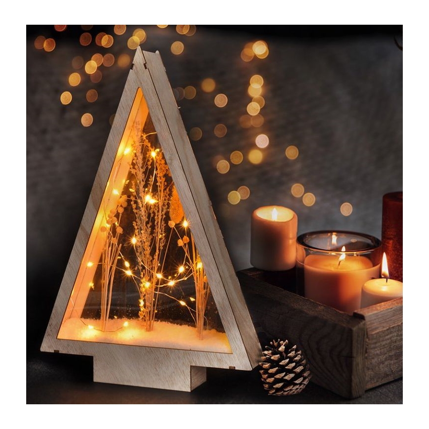 Decoración navideña LED LED/2xAA flores de invierno cubiertas de nieve