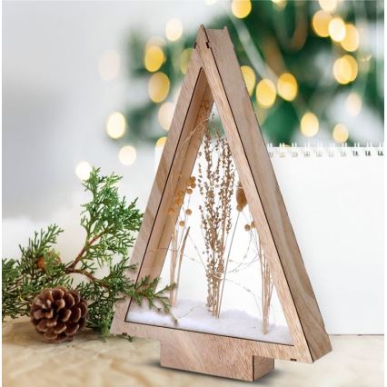 Decoración navideña LED LED/2xAA flores de invierno cubiertas de nieve