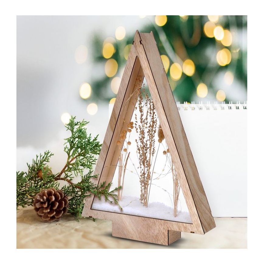 Decoración navideña LED LED/2xAA flores de invierno cubiertas de nieve