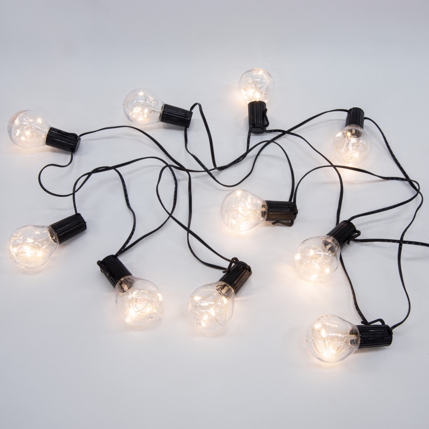 Cadena decorativa LED para exteriores GUIRNALDA 10xLED/3xAA 3m IP44 blanco cálido