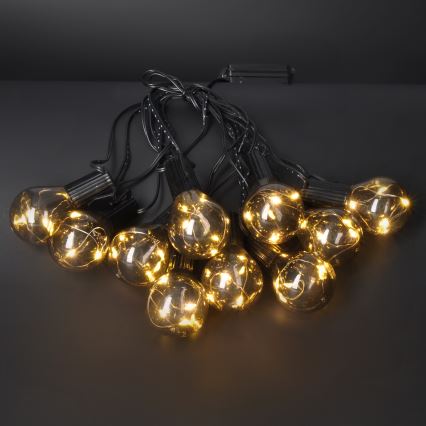 Cadena decorativa LED para exteriores GUIRNALDA 10xLED/3xAA 3m IP44 blanco cálido
