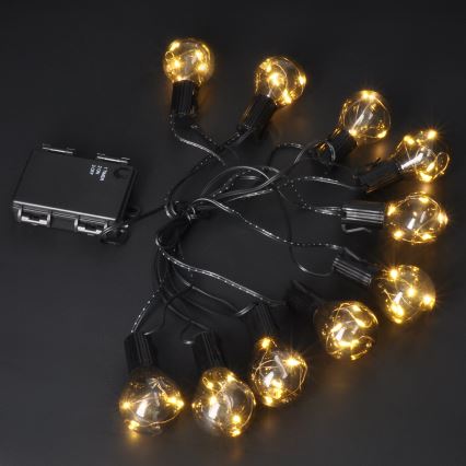 Cadena decorativa LED para exteriores GUIRNALDA 10xLED/3xAA 3m IP44 blanco cálido
