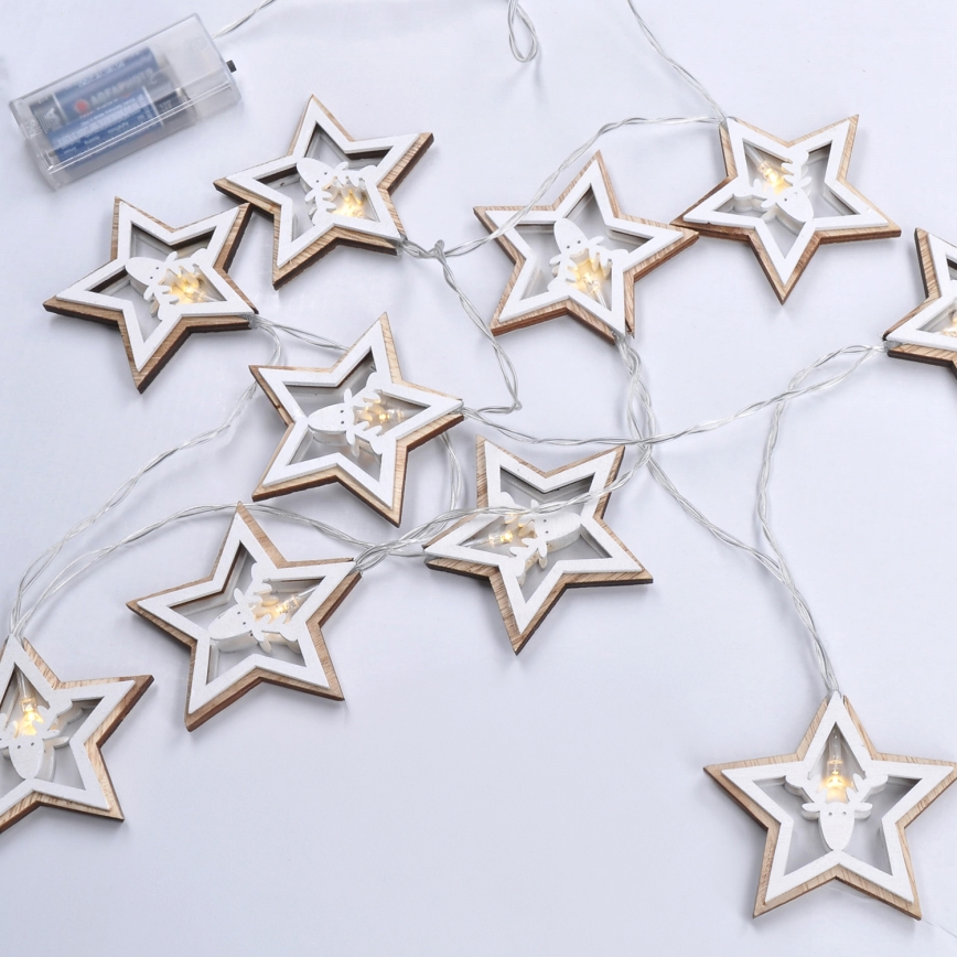 Guirnalda LED 10xLED/2xAA 1,8m blanco cálido