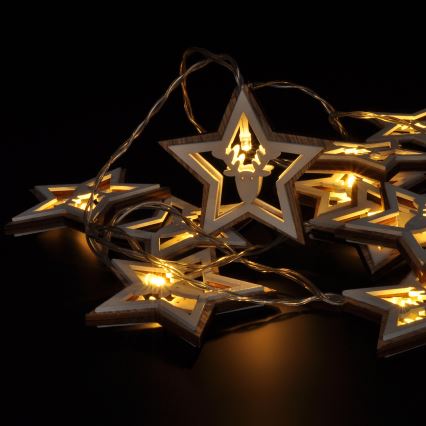 Guirnalda LED 10xLED/2xAA 1,8m blanco cálido