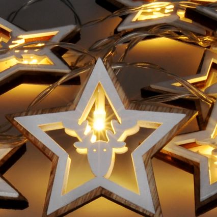 Guirnalda LED 10xLED/2xAA 1,8m blanco cálido