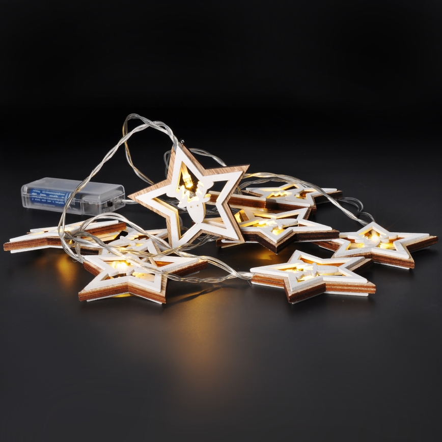 Guirnalda LED 10xLED/2xAA 1,8m blanco cálido