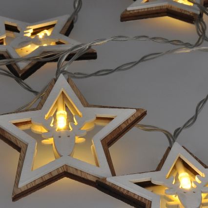 Guirnalda LED 10xLED/2xAA 1,8m blanco cálido