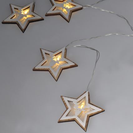 Guirnalda LED 10xLED/2xAA 1,8m blanco cálido