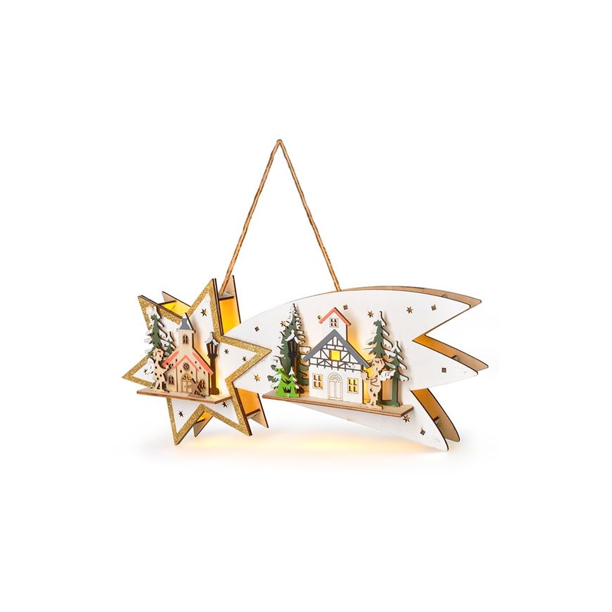 Decoración navideña LED Cometa 10xLED/2xAA