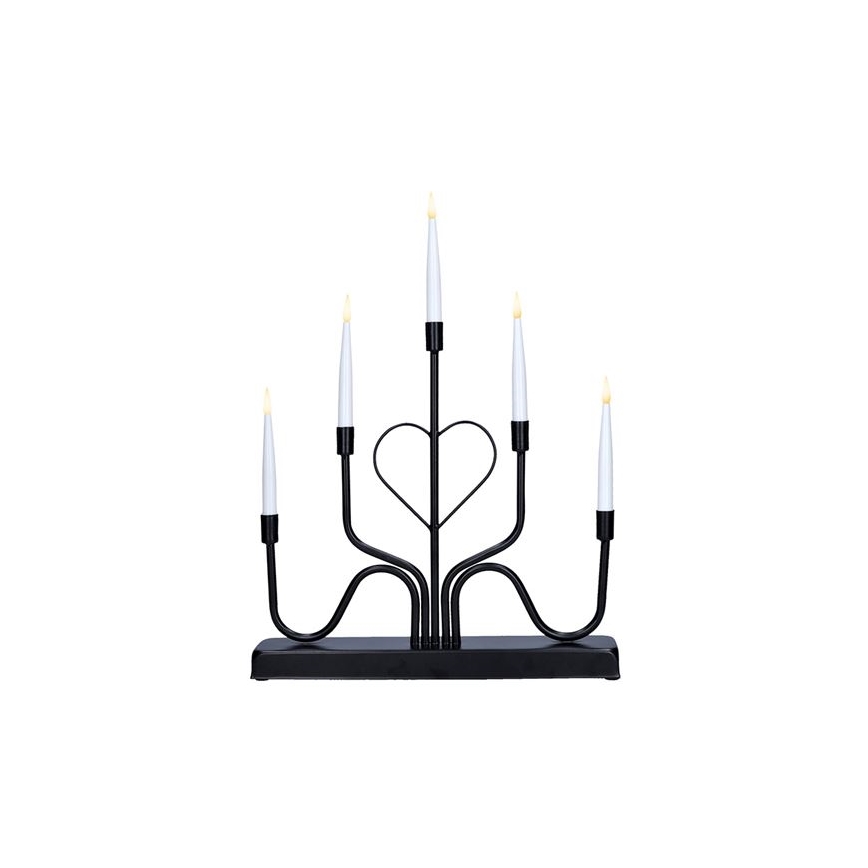 Portavelas navideño LED, 5 LEDs, funciona con 2 pilas AA, blanco cálido