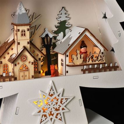 Decoración navideña LED 13xLED/2xAA — árbol de madera