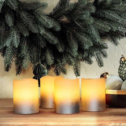 Pack de 4 velas LED de cera natural, LED/1xCR2032, blanco cálido