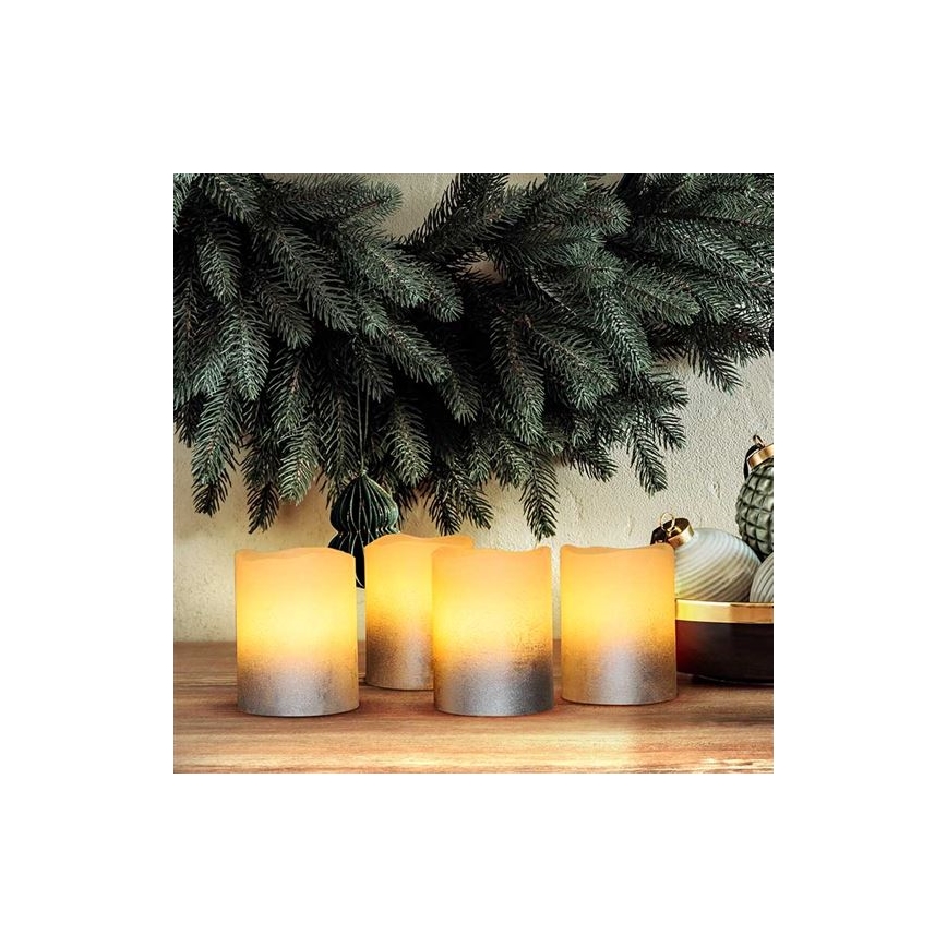 Pack de 4 velas LED de cera natural, LED/1xCR2032, blanco cálido