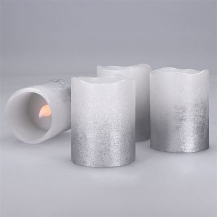 Pack de 4 velas LED de cera natural, LED/1xCR2032, blanco cálido