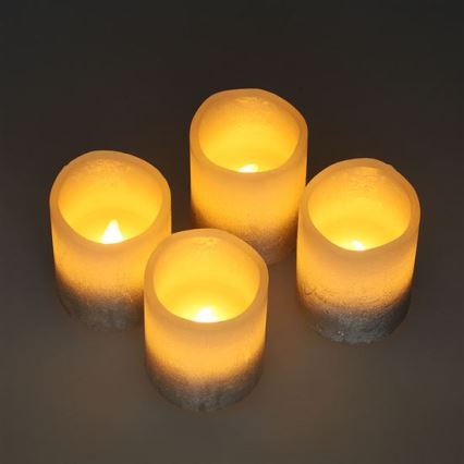Pack de 4 velas LED de cera natural, LED/1xCR2032, blanco cálido