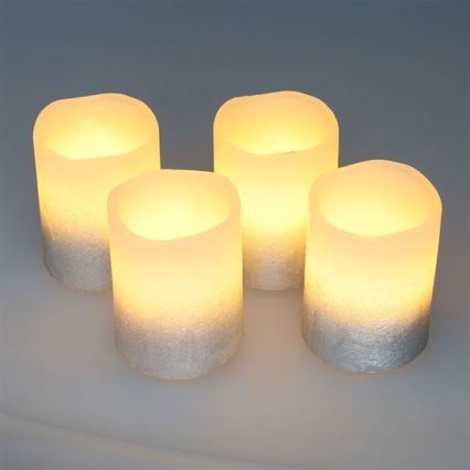 Pack de 4 velas LED de cera natural, LED/1xCR2032, blanco cálido