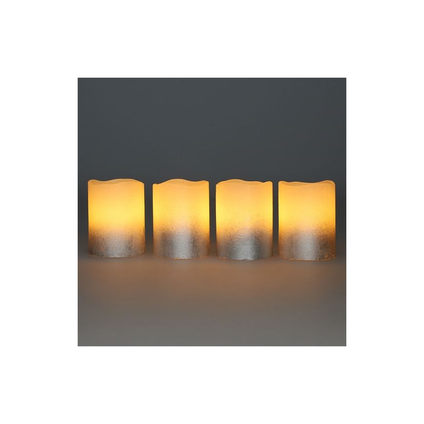 Pack de 4 velas LED de cera natural, LED/1xCR2032, blanco cálido