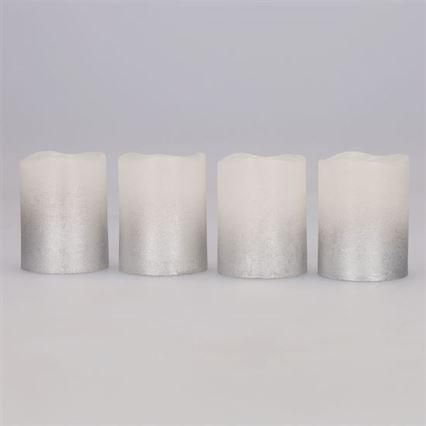 Pack de 4 velas LED de cera natural, LED/1xCR2032, blanco cálido