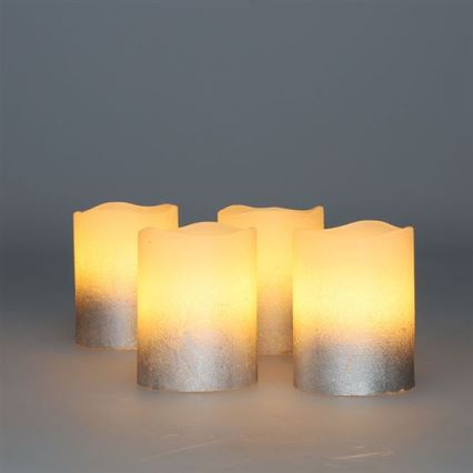 Pack de 4 velas LED de cera natural, LED/1xCR2032, blanco cálido